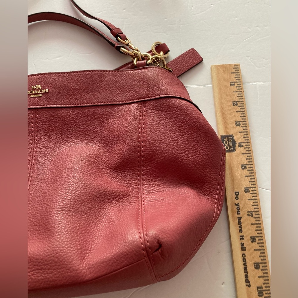 Coach Red Leather Shoulder/Crossbody Bag with Gold Accents magnetic snap closure - Picture 10 of 12